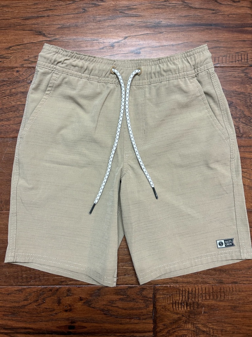 Salty Crew Boys Small Hybrid Shorts Tan Elastic Waist Drawstring Summer